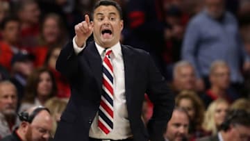 TUCSON, AZ - DECEMBER 21: Head coach Sean Miller of the Arizona Wildcats reacts during the first half of the college basketball game against the Connecticut Huskies at McKale Center on December 21, 2017 in Tucson, Arizona. The Wildcats defeated the Huskies 73-58. (Photo by Christian Petersen/Getty Images)