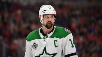 CHICAGO, IL - NOVEMBER 30: Dallas Stars left wing Jamie Benn (14) looks on during a game between the Chicago Blackhawks and the Dallas Stars on November 30, 2017, at the United Center in Chicago, IL. (Photo by Patrick Gorski/Icon Sportswire via Getty Images)