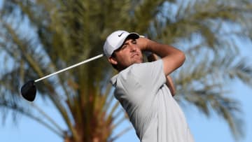 LA QUINTA, CALIFORNIA - JANUARY 17: Scottie Scheffler tees off on the ninth hole during the second round of The American Express tournament at the Jack Nicklaus Tournament Course at PGA West on January 17, 2020 in La Quinta, California. (Photo by Steve Dykes/Getty Images)