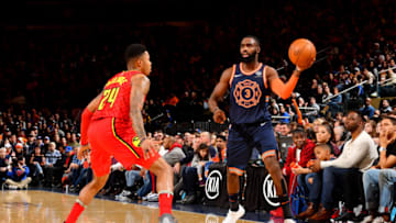 NEW YORK, NY - FEBRUARY 4: Tim Hardaway Jr. #3 of the New York Knicks handles the ball during the game against the Atlanta Hawks on February 4, 2018 in New York City, New York at Madison Square Garden Copyright 2018 NBAE (Photo by Jesse D. Garrabrant/NBAE via Getty Images)