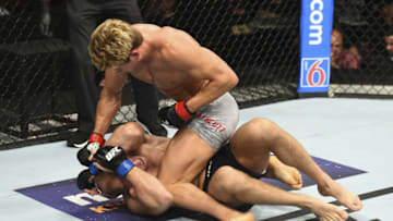 BOISE, ID - JULY 14: (R-L) Sage Northcutt punches Zak Ottow in their welterweight fight during the UFC Fight Night event inside CenturyLink Arena on July 14, 2018 in Boise, Idaho. (Photo by Josh Hedges/Zuffa LLC/Zuffa LLC via Getty Images)