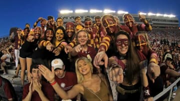 TALLAHASSEE, FL - OCTOBER 29: Florida State Seminoles fans cheer during a game against the Clemson Tigers at Doak Campbell Stadium on October 29, 2016 in Tallahassee, Florida. (Photo by Mike Ehrmann/Getty Images)