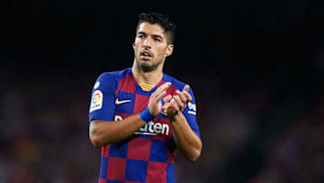 BARCELONA, SPAIN - OCTOBER 06: Luis Suarez of FC Barcelona looks on during the Liga match between FC Barcelona and Sevilla FC at Camp Nou on October 06, 2019 in Barcelona, Spain. (Photo by Aitor Alcalde/Getty Images)