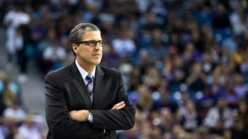 Mar 30, 2016; Sacramento, CA, USA; Washington Wizards head coach Randy Wittman on the sideline against the Sacramento Kings during the first quarter at Sleep Train Arena. Mandatory Credit: Kelley L Cox-USA TODAY Sports