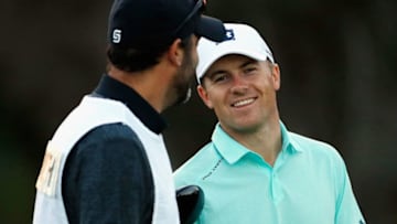 HONOLULU, HI - JANUARY 09: Jordan Spieth of the United States (R) stands with caddie Michael Greller during a practice round ahead of the Sony Open In Hawaii at Waialae Country Club on January 9, 2019 in Honolulu, Hawaii. (Photo by Kevin C. Cox/Getty Images)
