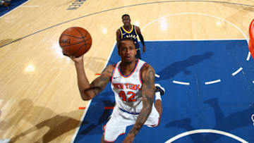 NEW YORK, NY - NOVEMBER 5: Lance Thomas #42 of the New York Knicks goes to the basket against the Indiana Pacers on November 5, 2017 at Madison Square Garden in New York City, New York. Copyright 2017 NBAE (Photo by Nathaniel S. Butler/NBAE via Getty Images)