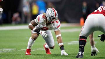 INDIANAPOLIS, IN - DECEMBER 07: Chase Young #2 of the Ohio State Buckeyes lines up against the Wisconsin Badgers during the Big Ten Football Championship at Lucas Oil Stadium on December 7, 2019 in Indianapolis, Indiana. Ohio State defeated Wisconsin 34-21. (Photo by Joe Robbins/Getty Images)