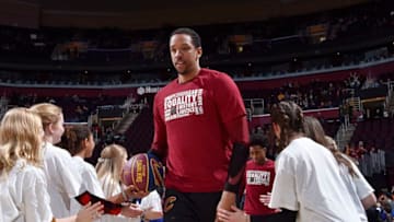 CLEVELAND, OH - FEBRUARY 5: Channing Frye #9 of the Cleveland Cavaliers makes his entrance before the game against the Boston Celtics on February 5, 2019 at Quicken Loans Arena in Cleveland, Ohio. NOTE TO USER: User expressly acknowledges and agrees that, by downloading and/or using this Photograph, user is consenting to the terms and conditions of the Getty Images License Agreement. Mandatory Copyright Notice: Copyright 2019 NBAE (Photo by David Liam Kyle/NBAE via Getty Images)