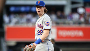 Aug 22, 2022; Bronx, New York, USA; New York Mets third baseman Brett Baty (22) at Yankee Stadium. Mandatory Credit: Wendell Cruz-USA TODAY Sports