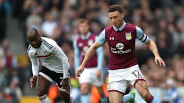 LONDON, ENGLAND - APRIL 17: Sone Aluko of Fulham chases James Chester of Aston Villa during the Sky Bet Championship match between Fulham and Aston Villa at Craven Cottage on April 17, 2017 in London, England. (Photo by Alex Pantling/Getty Images)