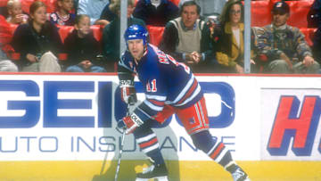 Mark Messier #11 of the New York Rangers (Photo by Mitchell Layton/Getty Images)