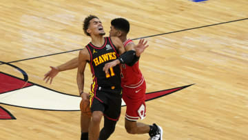 Chandler Hutchison, Trae Young, Chicago Bulls Mandatory Credit: Mike Dinovo-USA TODAY Sports
