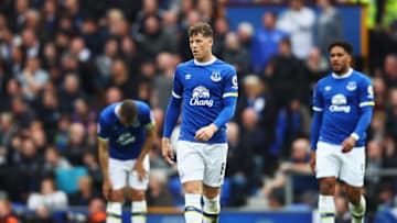 LIVERPOOL, ENGLAND - APRIL 30: Ross Barkley of Everton looks dejected after Chelsea score their first goal during the Premier League match between Everton and Chelsea at Goodison Park on April 30, 2017 in Liverpool, England. (Photo by Clive Brunskill/Getty Images)