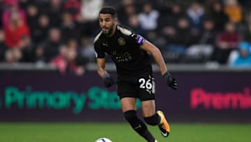 SWANSEA, WALES - OCTOBER 21: Riyad Mahrez of Leicester in action during the Premier League match between Swansea City and Leicester City at Liberty Stadium on October 21, 2017 in Swansea, Wales. (Photo by Stu Forster/Getty Images)