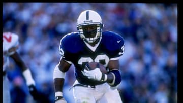 29 Oct 1994: Tailback Ki-Jana Carter of the Penn State Nittany Lions runs down the field during a game against the Ohio State Buckeyes at Beaver Stadium in University Park, Pennsylvania. Penn State won the game 63-14. Mandatory Credit: Doug Pensinger /Allsport