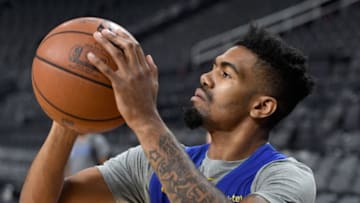 LAS VEGAS, NEVADA - OCTOBER 10: Jacob Evans III #10 of the Golden State Warriors attends a shootaround ahead of the team's preseason game against the Los Angeles Lakers at T-Mobile Arena on October 10, 2018 in Las Vegas, Nevada. NOTE TO USER: User expressly acknowledges and agrees that, by downloading and or using this photograph, User is consenting to the terms and conditions of the Getty Images License Agreement. (Photo by Ethan Miller/Getty Images)