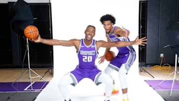 SACRAMENTO, CA - SEPTEMBER 24: Harry Giles #20 and Marvin Bagley III #35 of the Sacramento Kings pose for a portrait at media day on September 24, 2018 at the Golden 1 Center in Sacramento, California. NOTE TO USER: User expressly acknowledges and agrees that, by downloading and or using this photograph, User is consenting to the terms and conditions of the Getty Images License Agreement. Mandatory Copyright Notice: Copyright 2018 NBAE (Photo by Rocky Widner/NBAE via Getty Images)