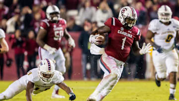 South Carolina football star Deebo Samuel was electric with the ball in his hands, whether as a receiver, ball carrier, or returner. Mandatory Credit: Jeff Blake-USA TODAY Sports