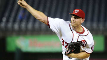 Sep 7, 2016; Washington, DC, USA; Washington Nationals starting pitcher Stephen Strasburg (37) throws against the Atlanta Braves during the second inning at Nationals Park. Mandatory Credit: Brad Mills-USA TODAY Sports