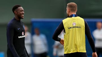 SAINT PETERSBURG, RUSSIA - JUNE 30: Danny Welbeck smiles during an England training session at Spartak Zelenogorsk Stadium on June 30, 2018 in Saint Petersburg, Russia. (Photo by Alex Morton/Getty Images)