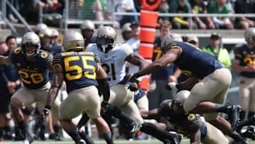 Apr 30, 2016; Eugene, OR, USA; Oregon Ducks running back Royce Freeman (21) runs the ball in the first quarter at the Oregon Ducks spring game at Autzen Stadium. Mandatory Credit: Scott Olmos-USA TODAY Sports