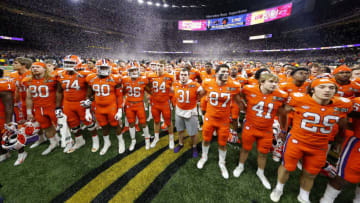 NEW ORLEANS, LOUISIANA - JANUARY 13: The Clemson Tigers react after being defeated 42-25 by LSU Tigers in the College Football Playoff National Championship game at Mercedes Benz Superdome on January 13, 2020 in New Orleans, Louisiana. (Photo by Kevin C. Cox/Getty Images)