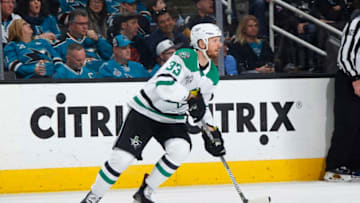 SAN JOSE, CA - FEBRUARY 18: Marc Methot #33 of the Dallas Stars skates against the San Jose Sharks at SAP Center on February 18, 2018 in San Jose, California. (Photo by Rocky W. Widner/NHL/Getty Images)