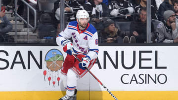 LOS ANGELES, CA - JANUARY 21: Rick Nash #61 of the New York Rangers handles the puck during a game against the Los Angeles Kings at STAPLES Center on January 21, 2018 in Los Angeles, California. (Photo by Adam Pantozzi/NHLI via Getty Images) *** Local Caption ***