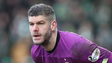 PERTH, SCOTLAND - MARCH 01: Celtic goalkeeper Fraser Forster looks on during the Scottish Cup Quarter final match between St Johnstone and Celtic at McDiarmid Park on March 01, 2020 in Perth, Scotland. (Photo by Ian MacNicol/Getty Images)