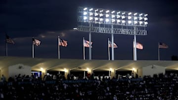 LOS ANGELES, CA - NOVEMBER 01: A general view of fans during game seven of the 2017 World Series between the Houston Astros and the Los Angeles Dodgers at Dodger Stadium on November 1, 2017 in Los Angeles, California. (Photo by Sean M. Haffey/Getty Images)