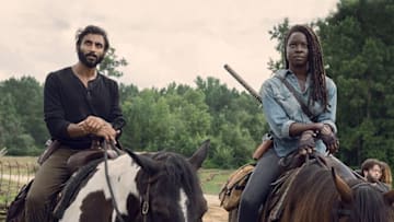 Avi Nash as Siddiq and Danai Gurira as Michonne - The Walking Dead _ Season 9, Episode 8 - Photo Credit: Gene Page/AMC
