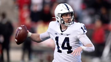 COLLEGE PARK, MARYLAND - NOVEMBER 06: Sean Clifford #14 of the Penn State Nittany Lions throws a pass in the second half against the Maryland Terrapins at Capital One Field at Maryland Stadium on November 06, 2021 in College Park, Maryland. (Photo by Greg Fiume/Getty Images)