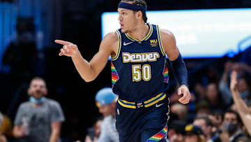 Denver Nuggets forward Aaron Gordon (50) gestures after a play in the fourth quarter against the Houston Rockets at Ball Arena 6 Nov. 2021. (Isaiah J. Downing-USA TODAY Sports)