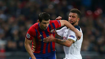 LONDON, ENGLAND - DECEMBER 07: Alan Dzagoev of CSKA Moscow and Kyle Walker of Tottenham Hotspur during the UEFA Champions League match between Tottenham Hotspur FC and PFC CSKA Moskva at Wembley Stadium on December 7, 2016 in London, England. (Photo by Catherine Ivill - AMA/Getty Images)