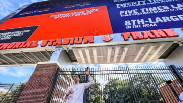Clemson Athletic Director Graham Neff talks about improvements during a stadium tour to see the new scoreboard, Masters Club and areas Thursday, September 8, 2022. The Clemson football team plays against Furman University 3:30 p.m. Saturday.Clemson Football Scoreboard And Ad Graham Neff Stadium Tour