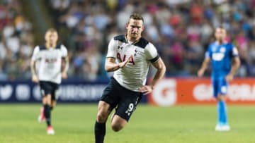 SO KON PO, HONG KONG - MAY 26: Tottenham Hotspur Forward Vincent Janssen in action during the Friendly match between Kitchee SC and Tottenham Hotspur FC at Hong Kong Stadium on May 26, 2017 in So Kon Po, Hong Kong. (Photo by Power Sport Images/Getty Images)