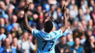 MANCHESTER, ENGLAND - APRIL 23: Kelechi Iheanacho of Manchester City celebrates scoring his sides third goal during the Barclays Premier League match between Manchester City and Stoke City at Etihad Stadium on April 23, 2016 in Manchester, United Kingdom. (Photo by Alex Livesey/Getty Images)