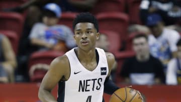LAS VEGAS, NEVADA - JULY 08: Jaylen Hands #4 of the Brooklyn Nets in action against the Washington Wizards during the 2019 Summer League at the Thomas & Mack Center on July 08, 2019 in Las Vegas, Nevada. NOTE TO USER: User expressly acknowledges and agrees that, by downloading and or using this photograph, User is consenting to the terms and conditions of the Getty Images License Agreement. (Photo by Michael Reaves/Getty Images)