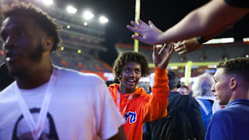 GAINESVILLE, FLORIDA - NOVEMBER 12: Florida Gators commit Jaden Rashada looks on during the second half of a game between the Florida Gators and the South Carolina Gamecocks at Ben Hill Griffin Stadium on November 12, 2022 in Gainesville, Florida. (Photo by James Gilbert/Getty Images)