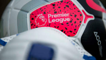MANCHESTER, ENGLAND - APRIL 03: The official Nike Premier League match ball with a protective mask. The Coronavirus (COVID-19) pandemic has spread to many countries across the world, claiming over 40,000 lives and infecting hundreds of thousands more. on April 3, 2020 in Manchester, England (Photo by Visionhaus)