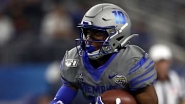 ARLINGTON, TEXAS - DECEMBER 28: Kenneth Gainwell #19 of the Memphis Tigers runs the ball against the Penn State Nittany Lions during the first half of the Goodyear Cotton Bowl Classic at AT&T Stadium on December 28, 2019 in Arlington, Texas. (Photo by Ronald Martinez/Getty Images)