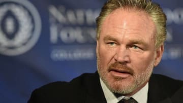 Jan 9, 2015; Dallas, TX, USA; Brian Bosworth speaks at a press conference at Renaissance Dallas Hotel. Mandatory Credit: Jerome Miron-USA TODAY Sports