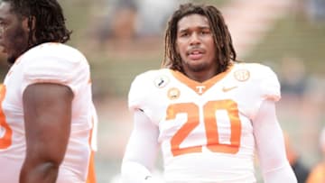 Tennessee linebacker Bryson Eason (20) at the Orange & White spring game at Neyland Stadium in Knoxville, Tenn. on Saturday, April 24, 2021.Kns Vols Spring Game