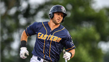 TRENTON, NJ - JULY 11: Tim Tebow #15 of the Eastern Division All-Stars in action during the 2018 Eastern League All Star Game at Arm & Hammer Park on July 11, 2018 in Trenton, New Jersey. (Photo by Mark Brown/Getty Images)