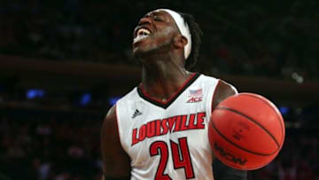 Dec 9, 2014; New York, NY, USA; Louisville Cardinals forward Montrezl Harrell (24) reacts after a dunk against the Indiana Hoosiers during the first half at Madison Square Garden. Mandatory Credit: Brad Penner-USA TODAY Sports