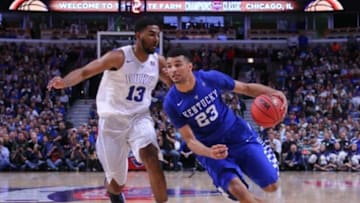 Nov 17, 2015; Chicago, IL, USA; Kentucky Wildcats guard Jamal Murray (23) moves past Duke Blue Devils guard Matt Jones (13) during the second half at the United Center. Kentucky won 74-63. Mandatory Credit: Dennis Wierzbicki-USA TODAY Sports