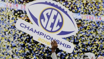 ATLANTA, GA - DECEMBER 01: Confetti falls after the Alabama Crimson Tide defeated the Georgia Bulldogs 35-28 in the 2018 SEC Championship Game at Mercedes-Benz Stadium on December 1, 2018 in Atlanta, Georgia. (Photo by Kevin C. Cox/Getty Images)