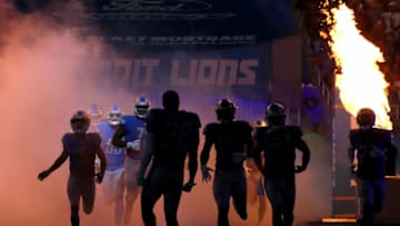 DETROIT, MI - SEPTEMBER 024: The Detroit Lions take the field prior to the start of their game against the Atlanta Falcons at Ford Field on September 24, 2017 in Detroit, Michigan. (Photo by Leon Halip/Getty Images)