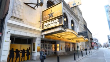 NEW YORK, NY - MARCH 18: A view outside the Richard Rodgers Theatre in Times Square as the coronavirus continues to spread across the United States on March 18, 2020 in New York City. The World Health Organization declared coronavirus (COVID-19) a global pandemic on March 11th. (Photo by Noam Galai/Getty Images)