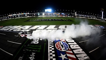 CHARLOTTE, NC - MAY 17: Kyle Busch, NASCAR driver of the #51 Cessna Kyle Busch Motorsports Toyota, celebrates after winning the 2019 North Carolina Education Lottery 200 at Charlotte Motor Speedway (Photo by Jared C. Tilton/Getty Images)